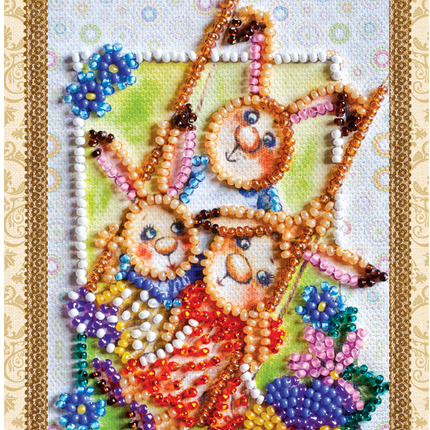 DIY Bead embroidery postcard kit "Happy family"