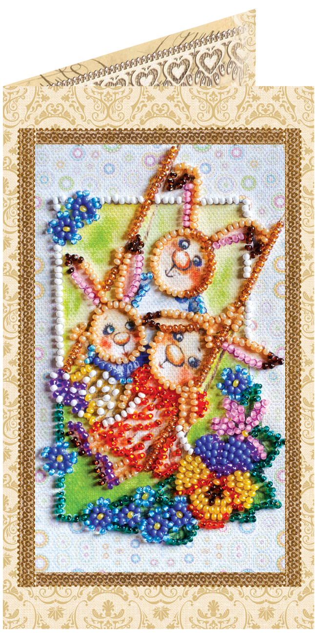 DIY Bead embroidery postcard kit "Happy family"