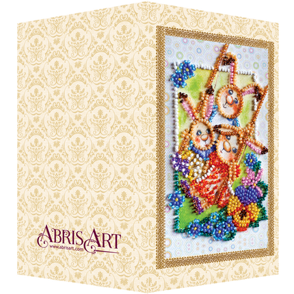 DIY Bead embroidery postcard kit "Happy family"