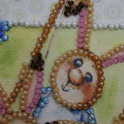 DIY Bead embroidery postcard kit "Happy family"
