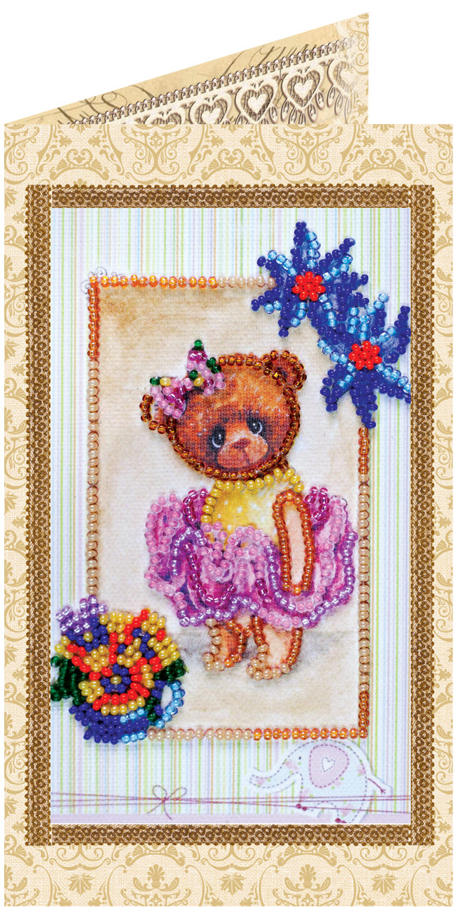DIY Bead embroidery postcard kit "Teddy bear - 5"