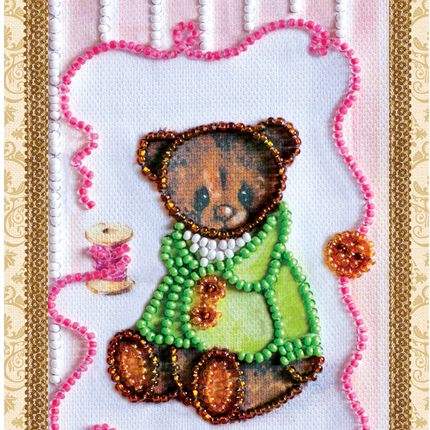 DIY Bead embroidery postcard kit "Teddy bear - 6"