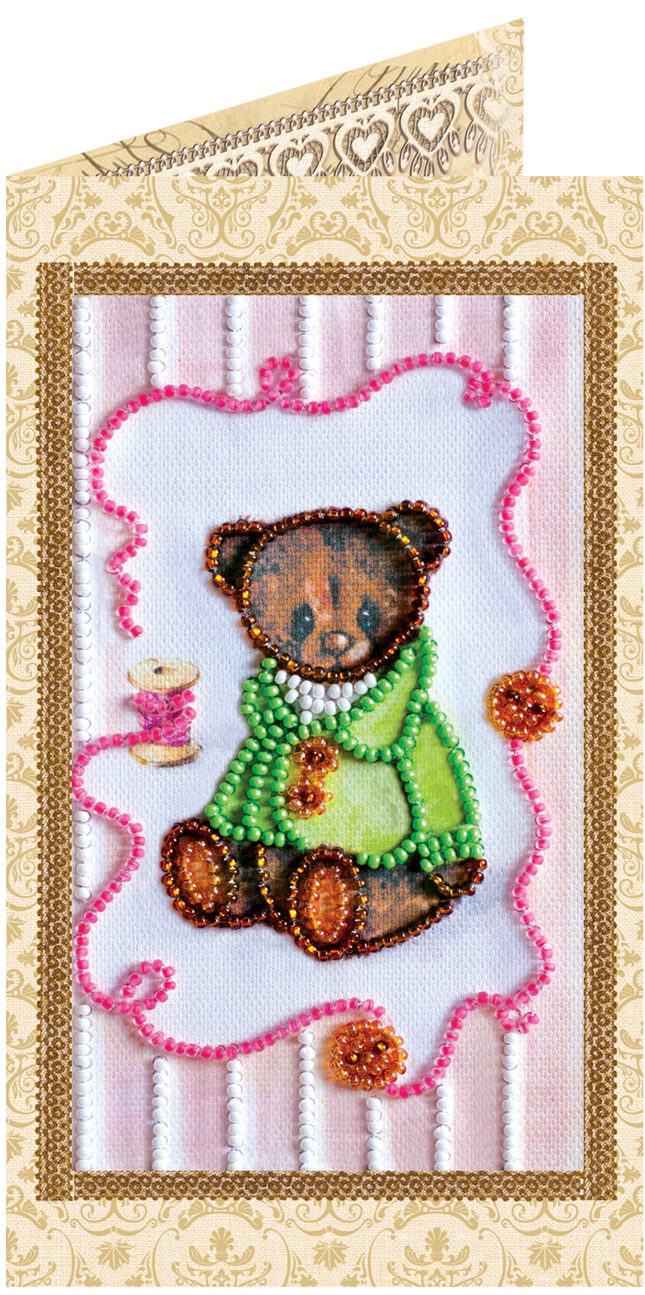 DIY Bead embroidery postcard kit "Teddy bear - 6"