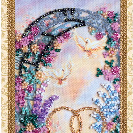 DIY Bead embroidery postcard kit "Happy Wedding – 3"