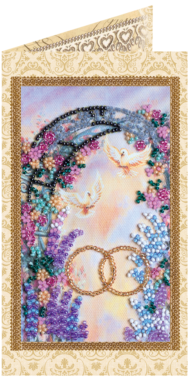 DIY Bead embroidery postcard kit "Happy Wedding – 3"