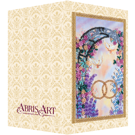 DIY Bead embroidery postcard kit "Happy Wedding – 3"