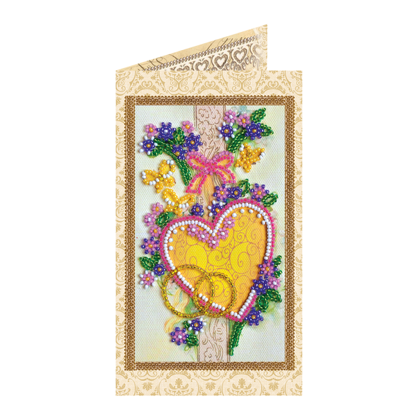 DIY Bead embroidery postcard kit "Happy Wedding – 4"