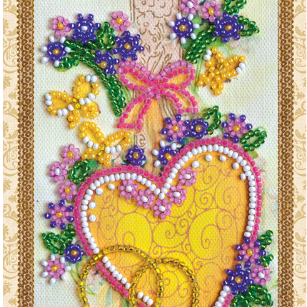 DIY Bead embroidery postcard kit "Happy Wedding – 4"