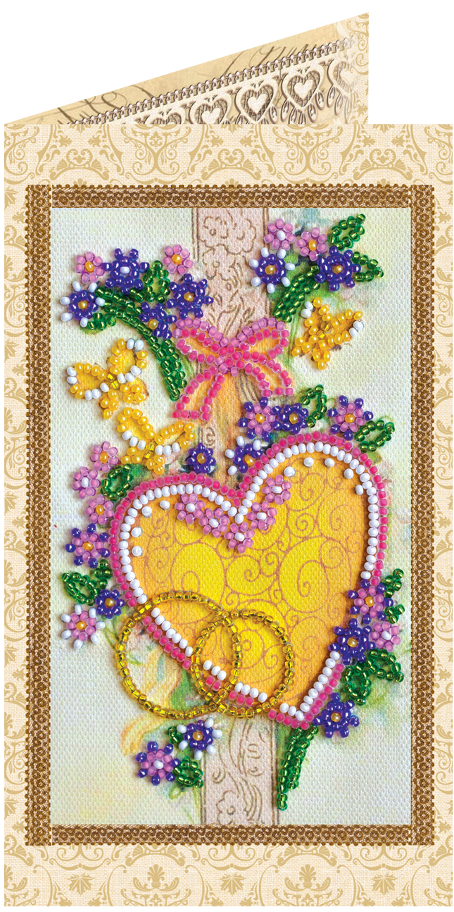 DIY Bead embroidery postcard kit "Happy Wedding – 4"