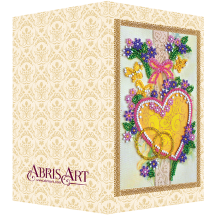 DIY Bead embroidery postcard kit "Happy Wedding – 4"