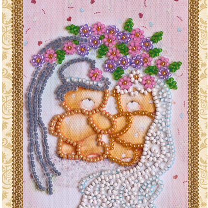 DIY Bead embroidery postcard kit "Happy Wedding – 5"