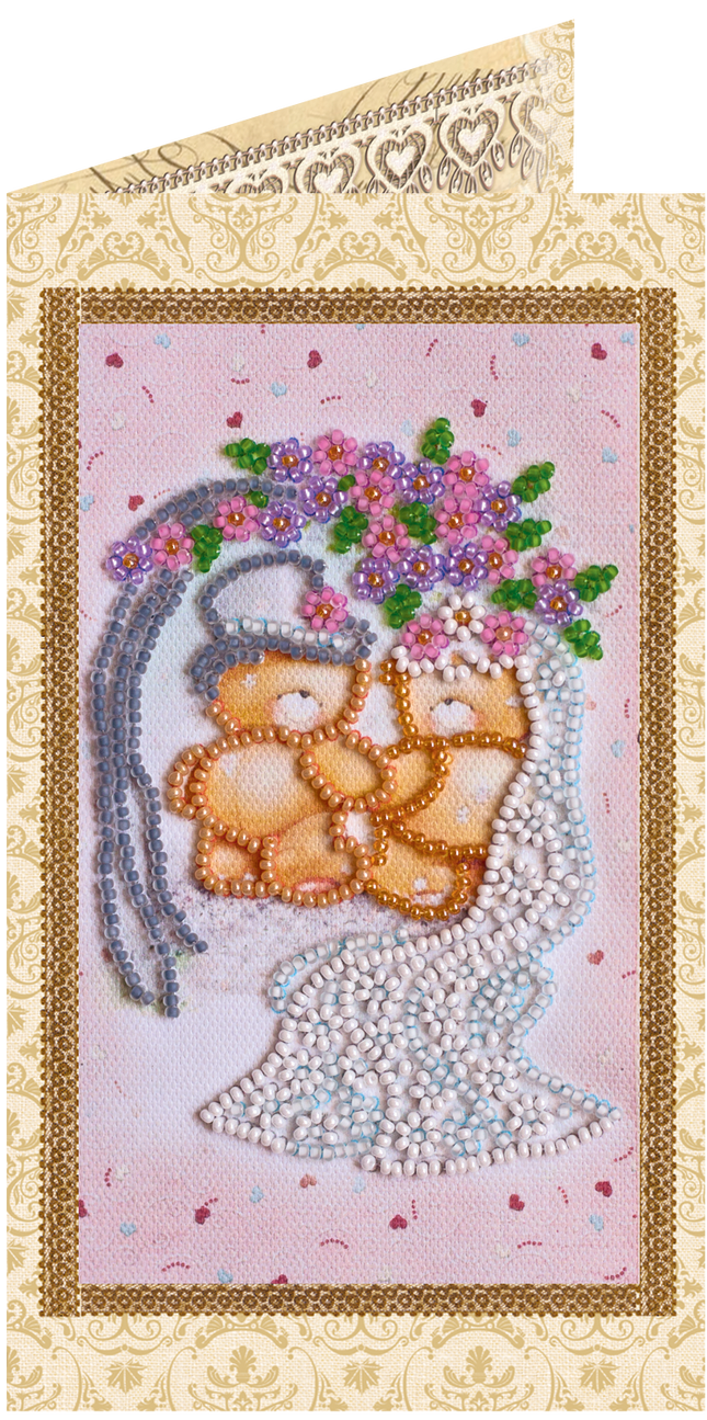 DIY Bead embroidery postcard kit "Happy Wedding – 5"