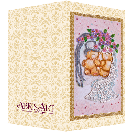 DIY Bead embroidery postcard kit "Happy Wedding – 5"