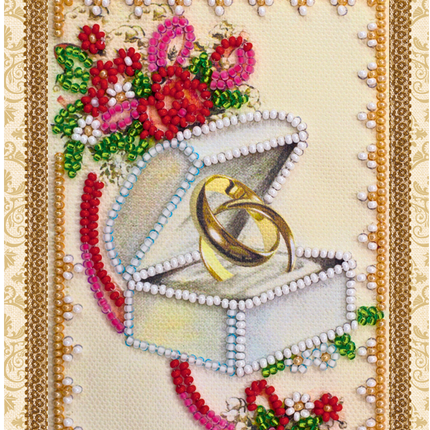 DIY Bead embroidery postcard kit "Happy Wedding – 7"