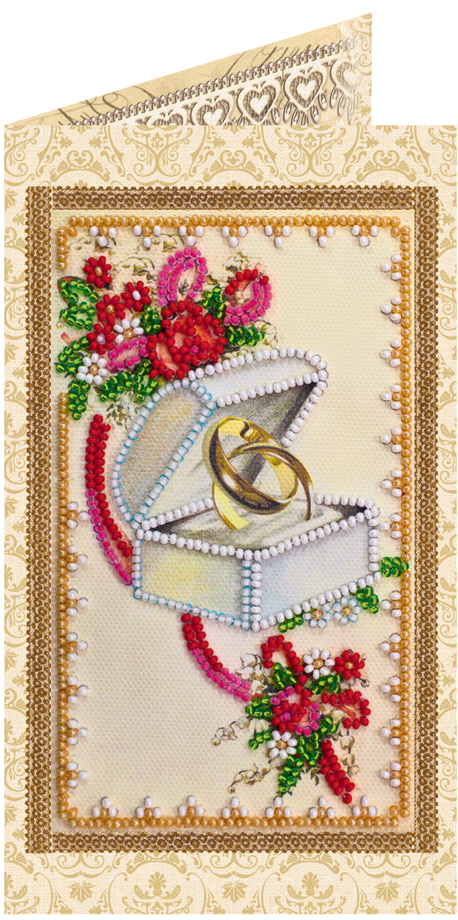DIY Bead embroidery postcard kit "Happy Wedding – 7"