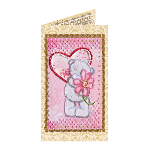 DIY Bead embroidery postcard kit "With love – 3"