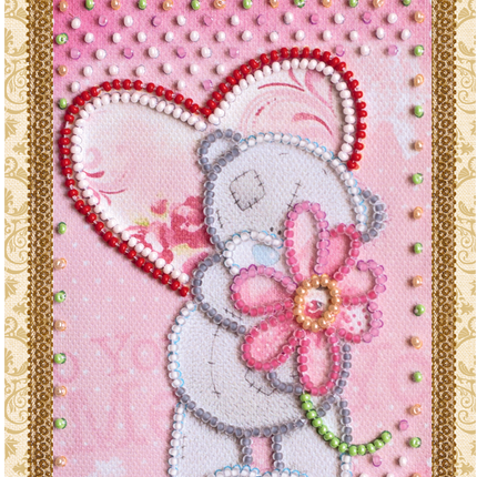 DIY Bead embroidery postcard kit "With love – 3"