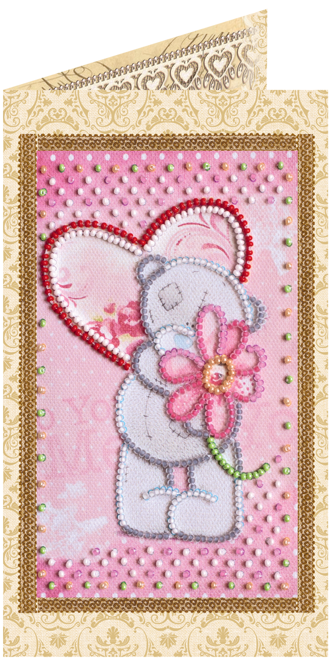 DIY Bead embroidery postcard kit "With love – 3"
