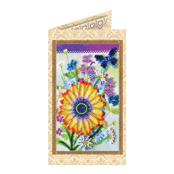 DIY Bead embroidery postcard kit "Festive bunch of flowers"