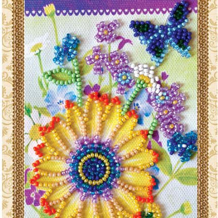DIY Bead embroidery postcard kit "Festive bunch of flowers"