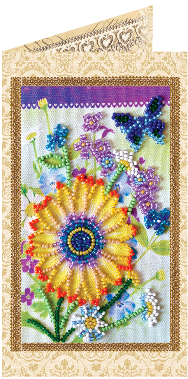 DIY Bead embroidery postcard kit "Festive bunch of flowers"