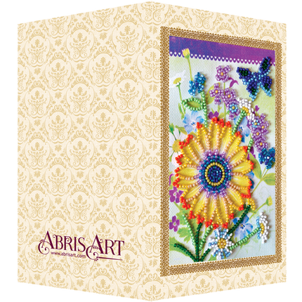 DIY Bead embroidery postcard kit "Festive bunch of flowers"