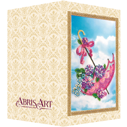 DIY Bead embroidery postcard kit "Flowers are in the umbrella"