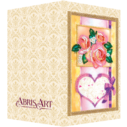 DIY Bead embroidery postcard kit "With love-4"