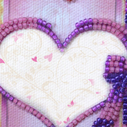 DIY Bead embroidery postcard kit "With love-4"