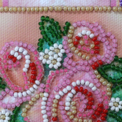 DIY Bead embroidery postcard kit "With love-4"