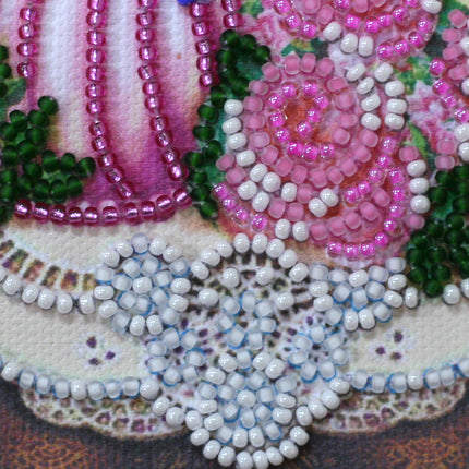 DIY Bead embroidery postcard kit "A present for the darling"