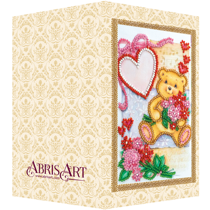 DIY Bead embroidery postcard kit "Teddy bear"