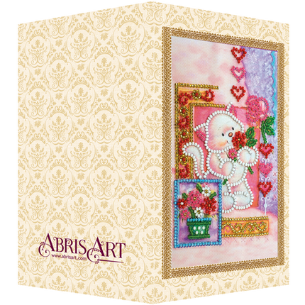 DIY Bead embroidery postcard kit "Pussycat"