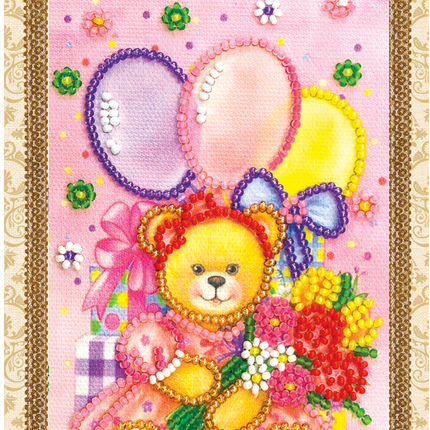 DIY Bead embroidery postcard kit "Playdate"