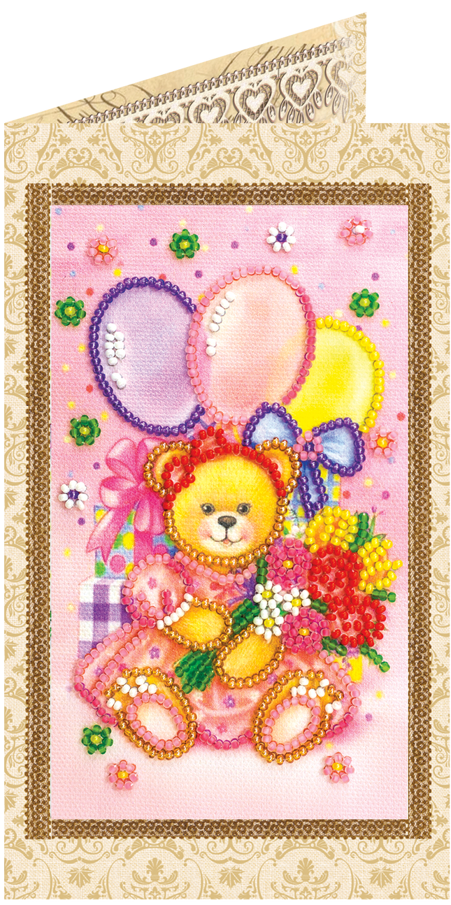 DIY Bead embroidery postcard kit "Playdate"