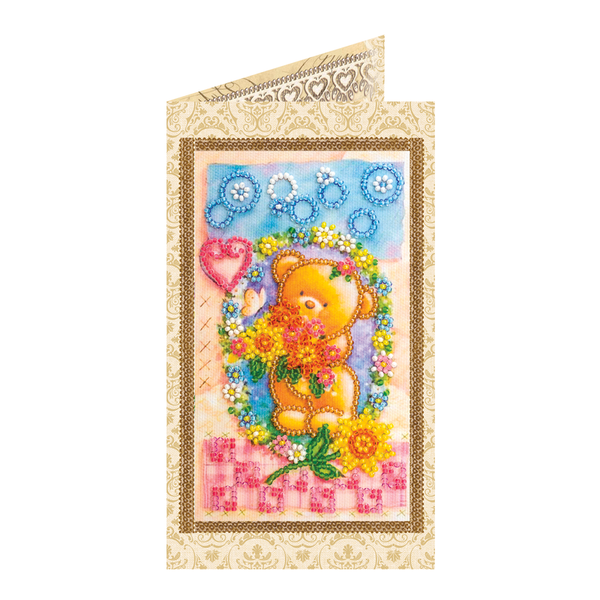 DIY Bead embroidery postcard kit "A clearing in the flowers"