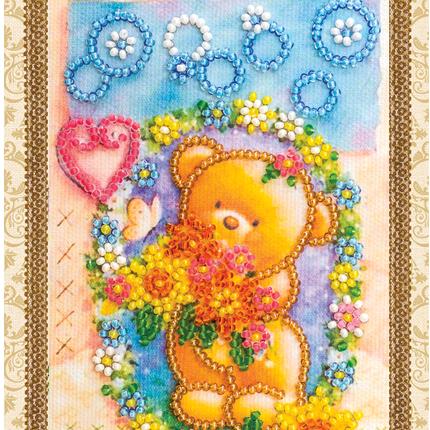 DIY Bead embroidery postcard kit "A clearing in the flowers"