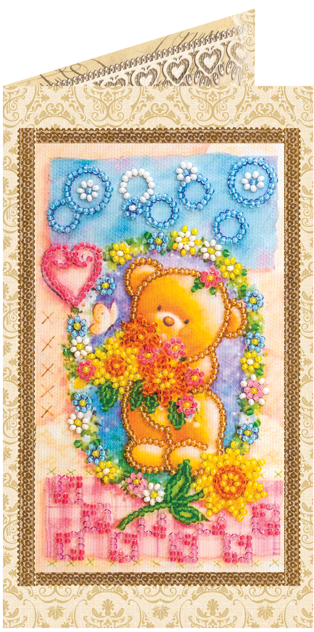 DIY Bead embroidery postcard kit "A clearing in the flowers"