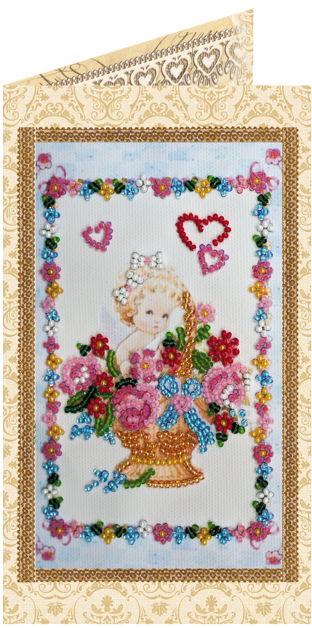 DIY Bead embroidery postcard kit "Flowers by angel"