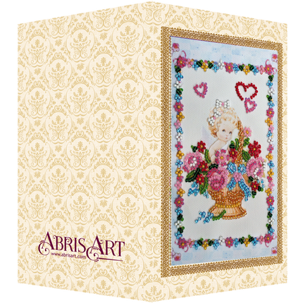 DIY Bead embroidery postcard kit "Flowers by angel"
