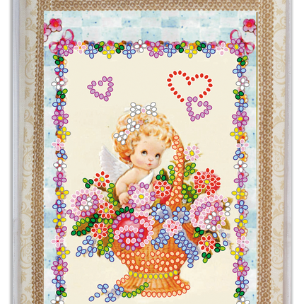 DIY Bead embroidery postcard kit "Flowers by angel"