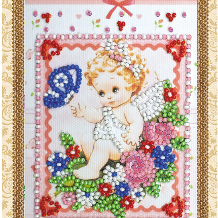 DIY Bead embroidery postcard kit "Gentle angel"