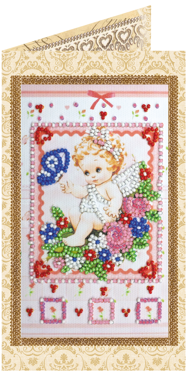 DIY Bead embroidery postcard kit "Gentle angel"