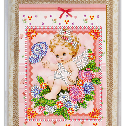 DIY Bead embroidery postcard kit "Gentle angel"