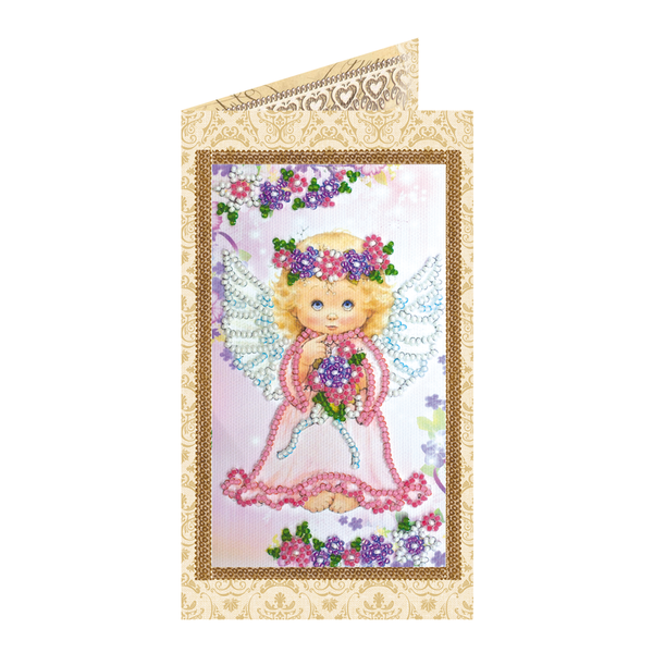 DIY Bead embroidery postcard kit "Lovely angel"