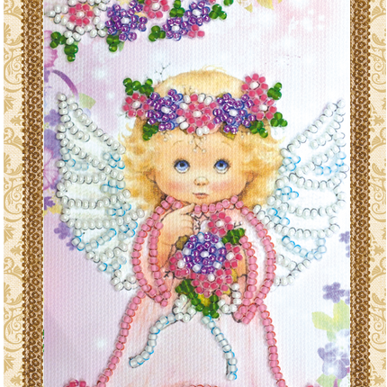 DIY Bead embroidery postcard kit "Lovely angel"