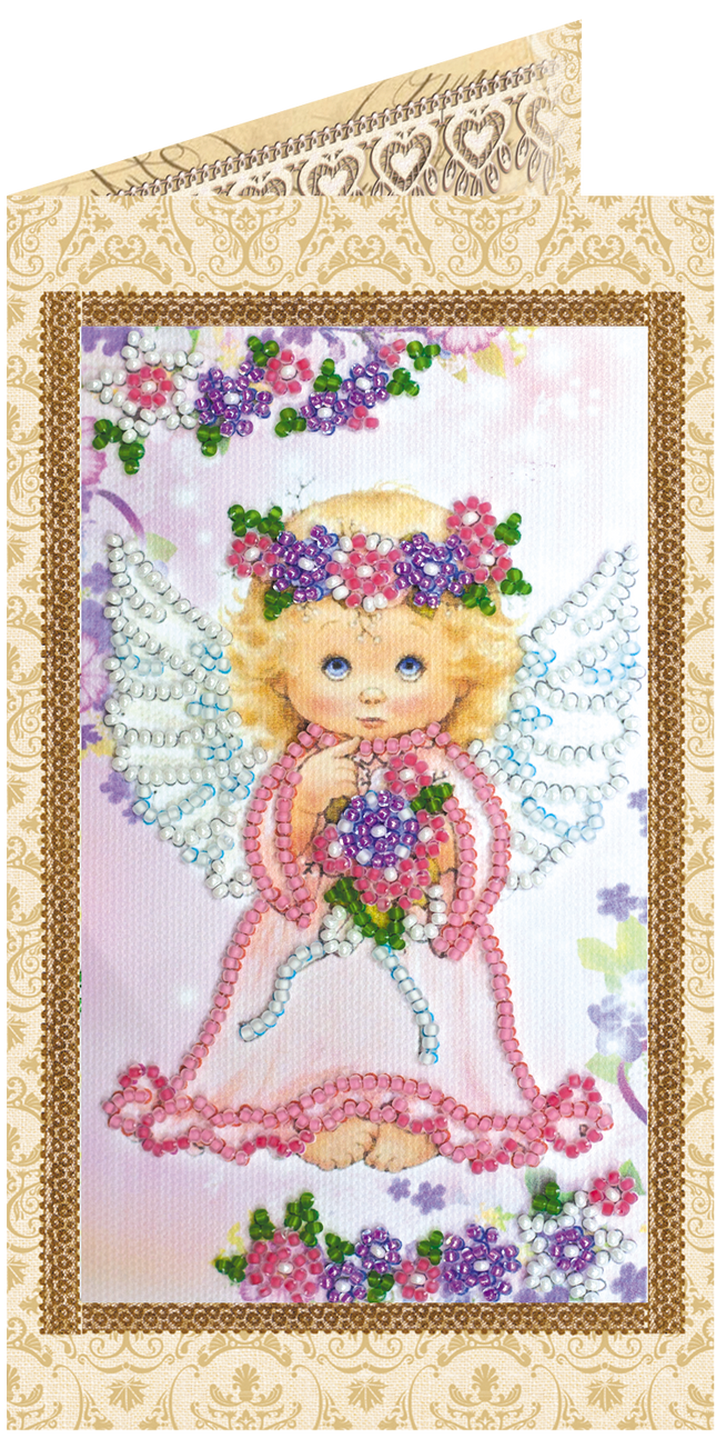 DIY Bead embroidery postcard kit "Lovely angel"