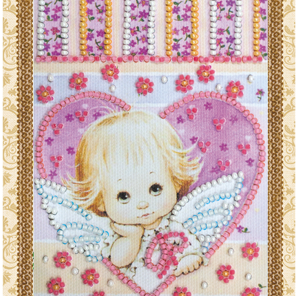 DIY Bead embroidery postcard kit "Little Cupid"