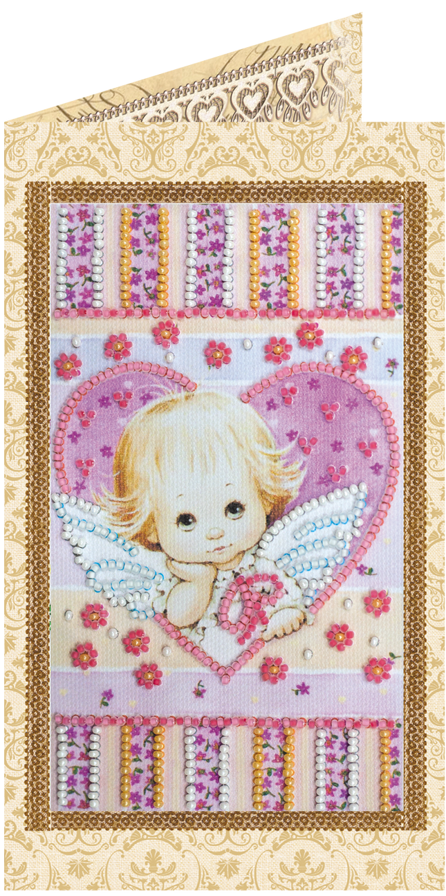DIY Bead embroidery postcard kit "Little Cupid"