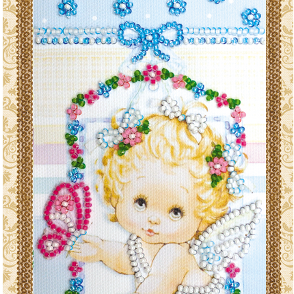 DIY Bead embroidery postcard kit "Angel"